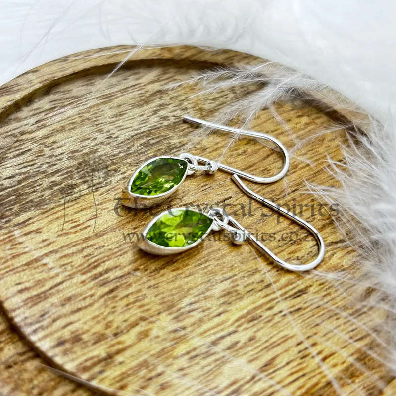 Peridot Sterling Silver Crystal Earrings