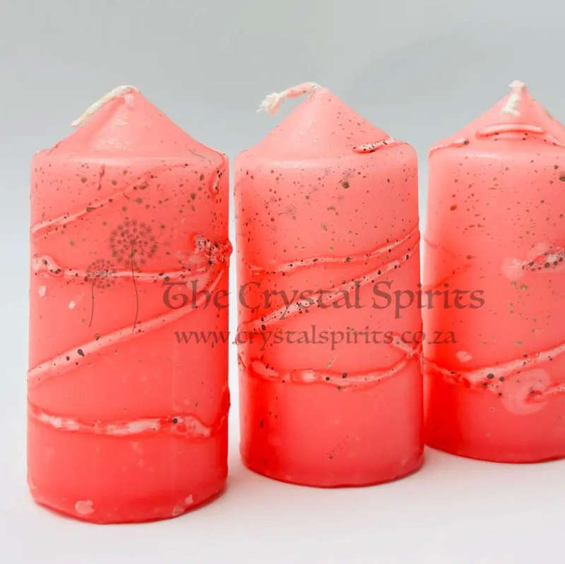 Pink Speckled Pillar Candles