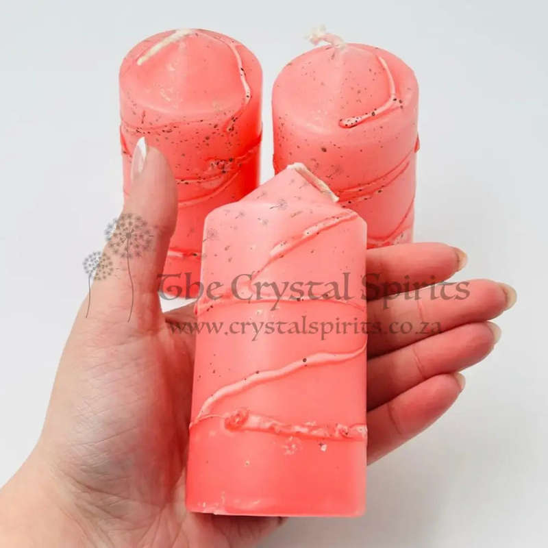 Pink Speckled Pillar Candles