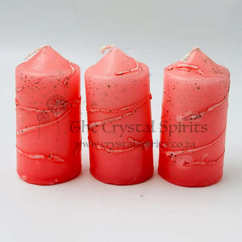 Pink Speckled Pillar Candles