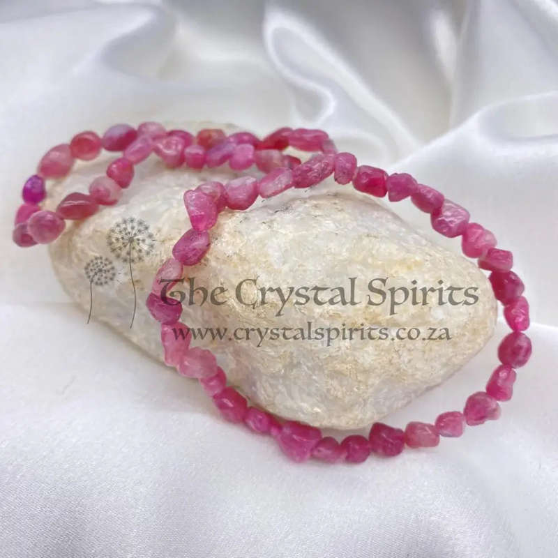 Pink Tourmaline Nugget Gemstone Bracelet