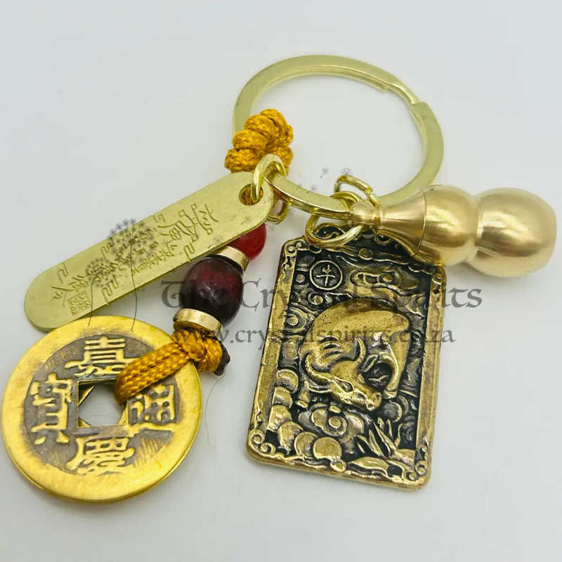 Protection Kuan Kung 5 Coins Keyring- Ox