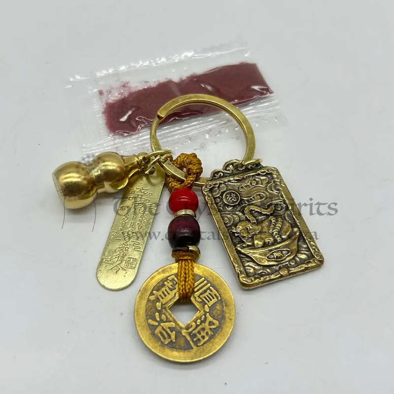 Protection Kuan Kung 5 Coins Keyring - Pig