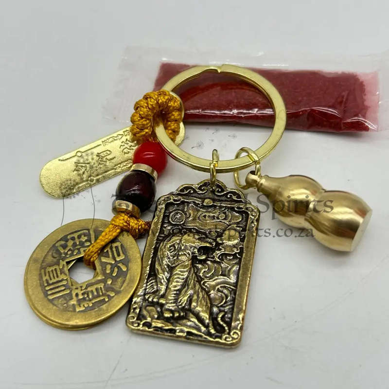 Protection Kuan Kung 5 Coins Keyrings - Tiger