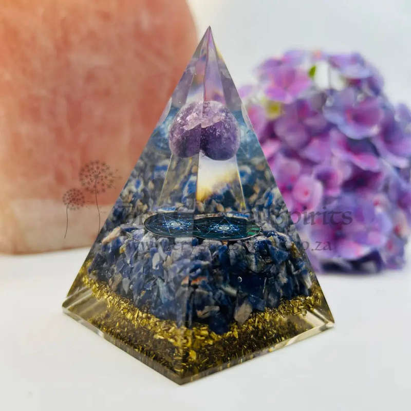 Psychic Atunement Amethyst Sphere Organite Pyramid