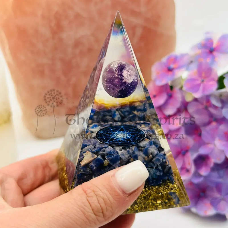Psychic Atunement Amethyst Sphere Organite Pyramid