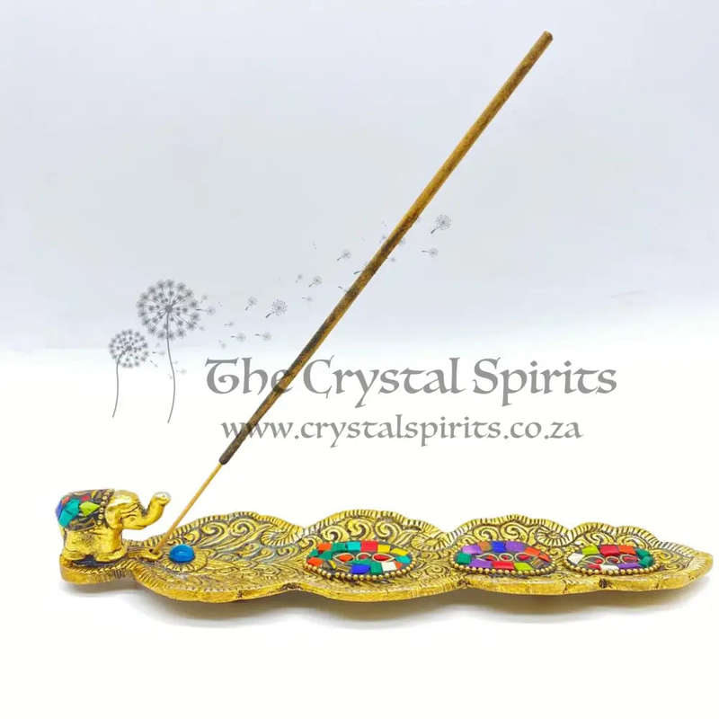 Rainbow Mosaic Elephant Incense Holder