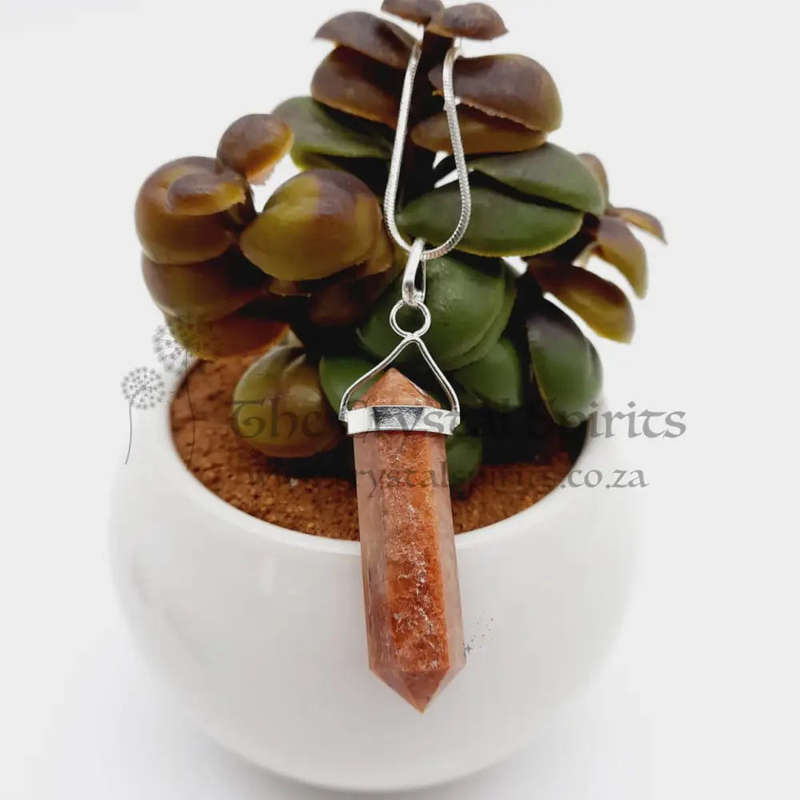 Red Calcite Crystal Double Terminated Pendant