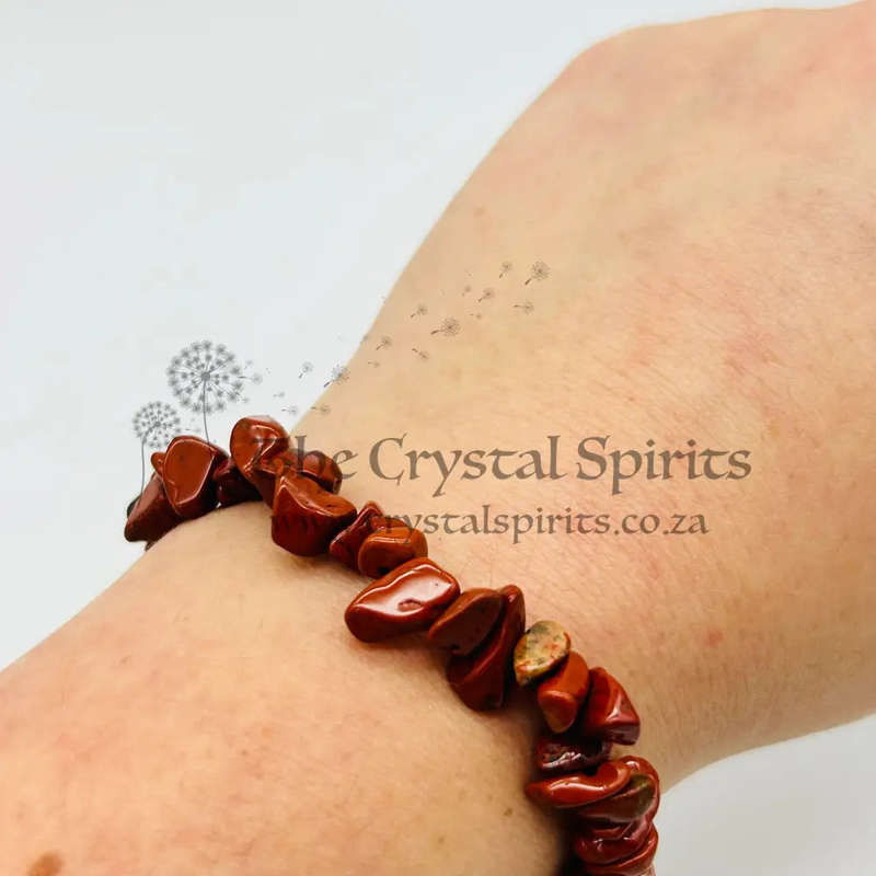 Red Jasper Chip Crystal Bracelet