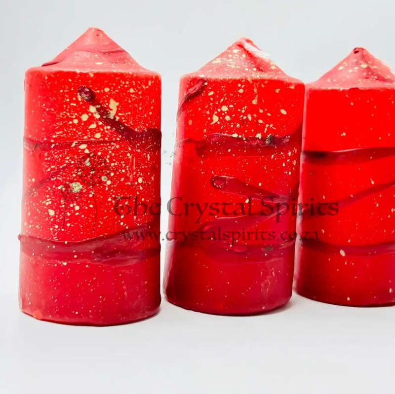 Red Speckled Pillar Candles