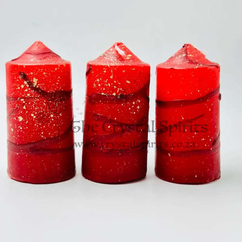 Red Speckled Pillar Candles