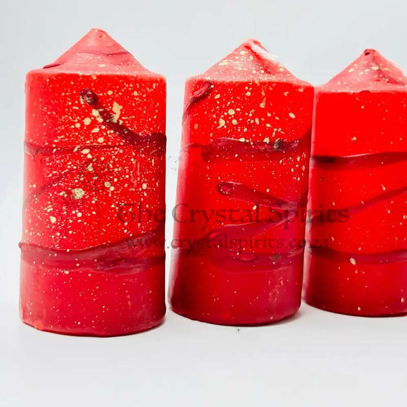 Red Speckled Pillar Candles
