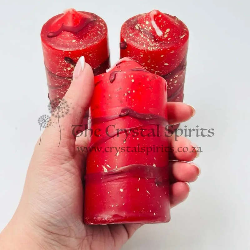 Red Speckled Pillar Candles