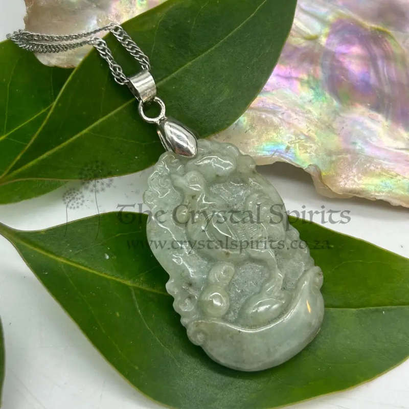 Rooster Crystal Jade Carved Zodiac Pendant