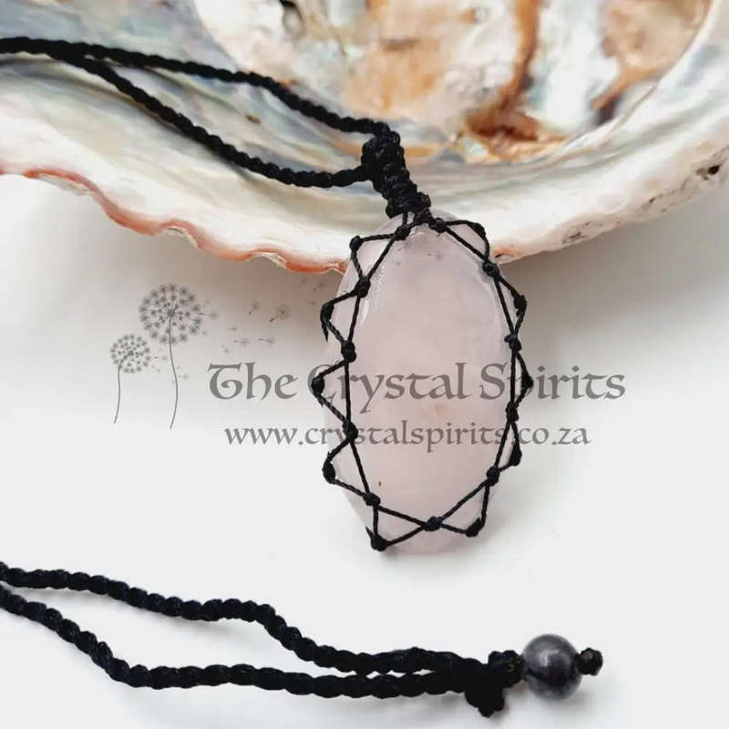 Rose Quartz  AAA Grade Macrame Crystal Pendant