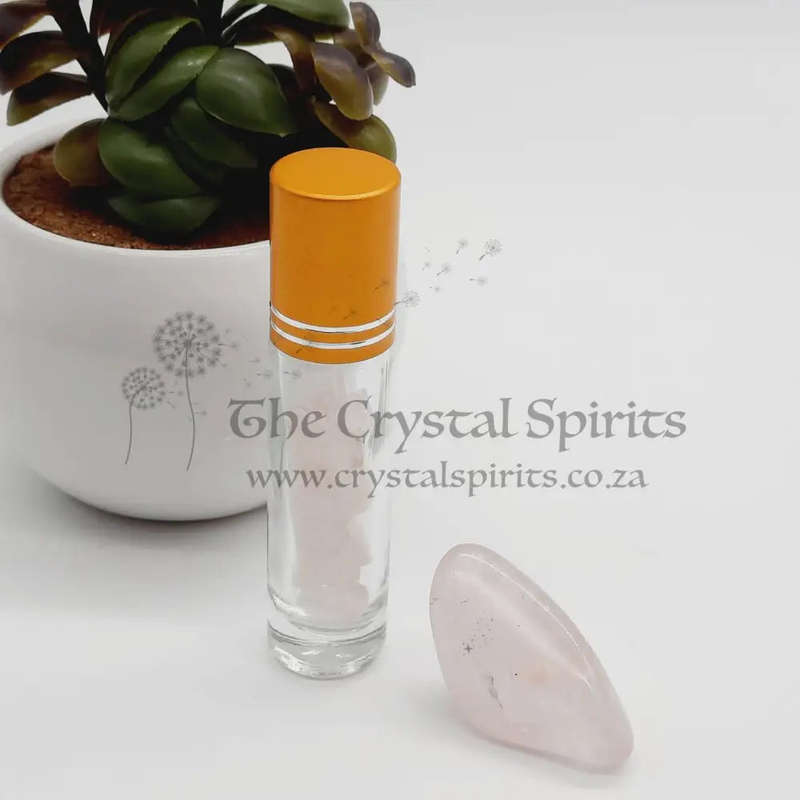 Rose Quartz Crystal Essential Oil Roller Bottle