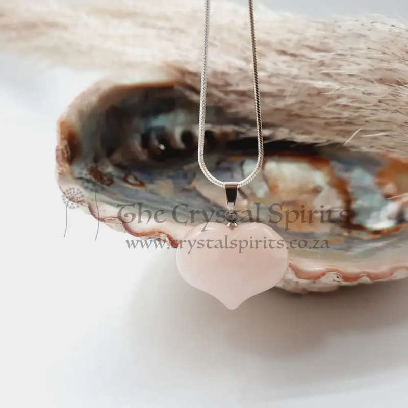 Rose Quartz Crystal Heart Shaped Pendant