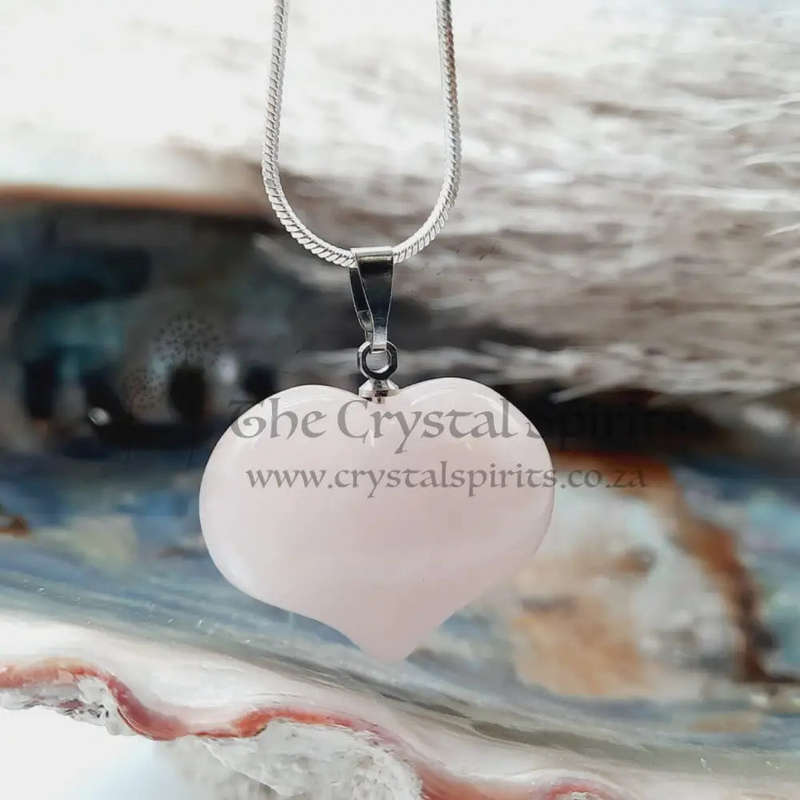Rose Quartz Crystal Heart Shaped Pendant
