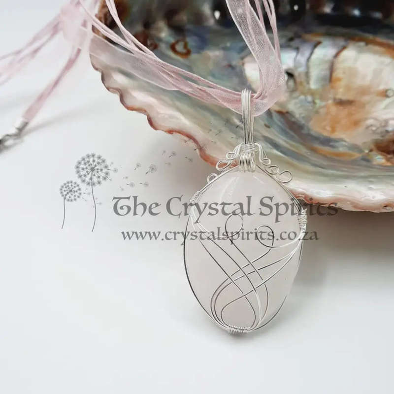 Rose Quartz Crystal Wire Wrap Pendant
