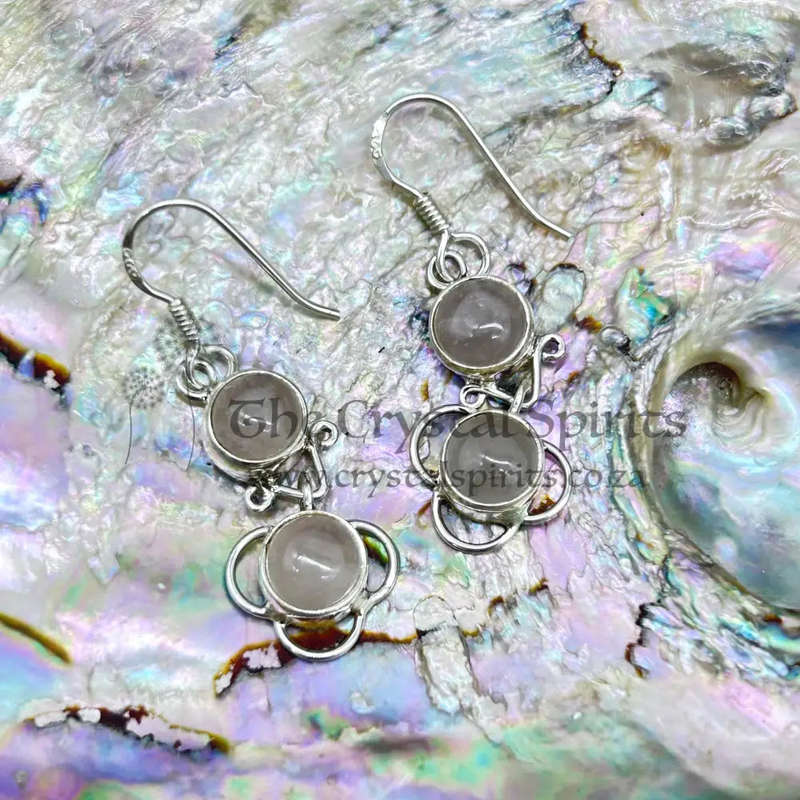 Rose Quartz Sterling Silver Earrings