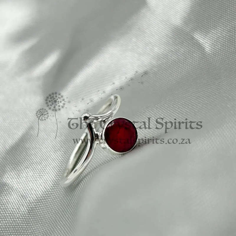 Ruby Sterling Silver Crystal Ring