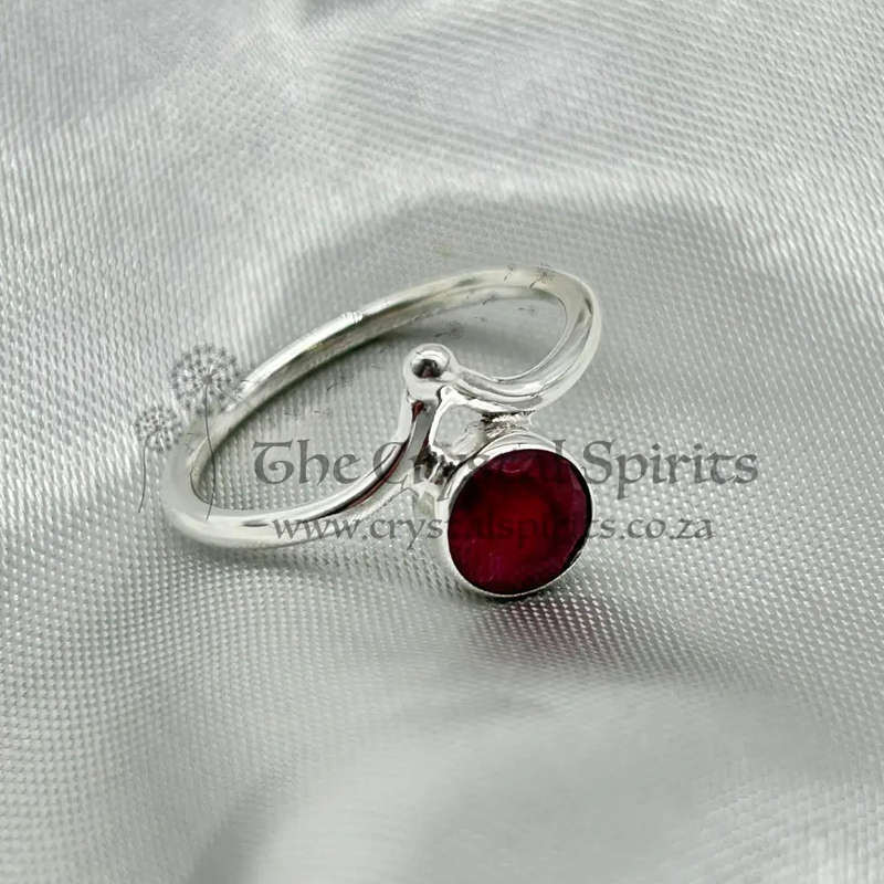 Ruby Sterling Silver Crystal Ring