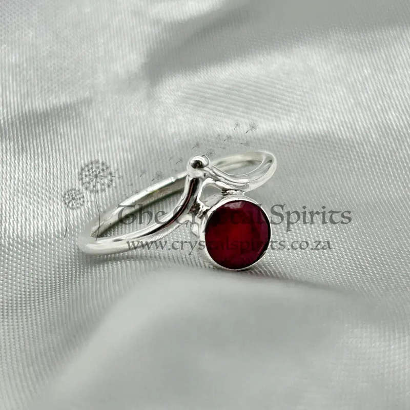 Ruby Sterling Silver Crystal Ring
