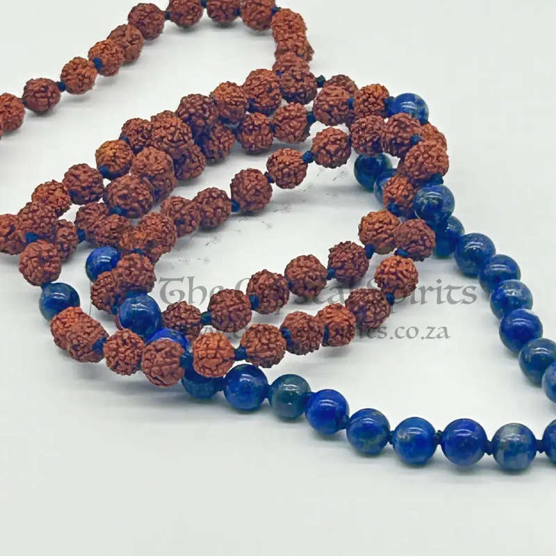 Rudraksha And Lapis Lazuli Bead Mala