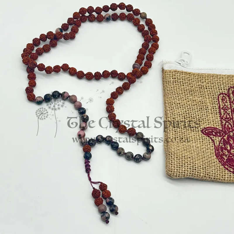 Rudraksha And Rhodonite Mala