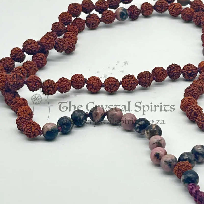 Rudraksha And Rhodonite Mala