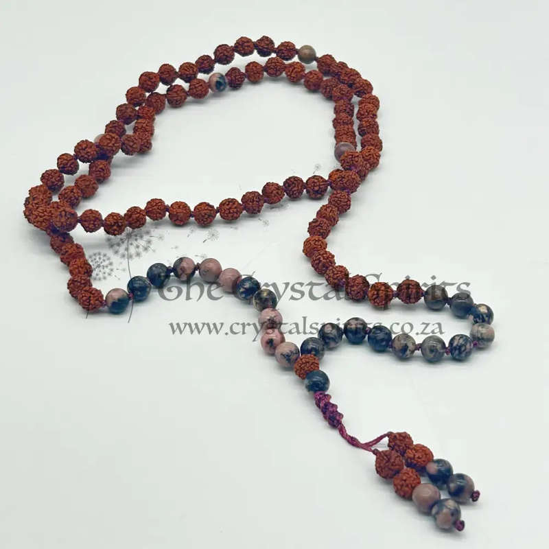Rudraksha And Rhodonite Mala