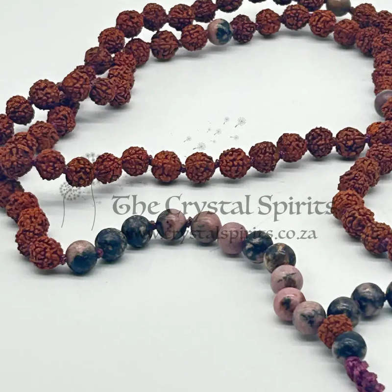 Rudraksha And Rhodonite Mala