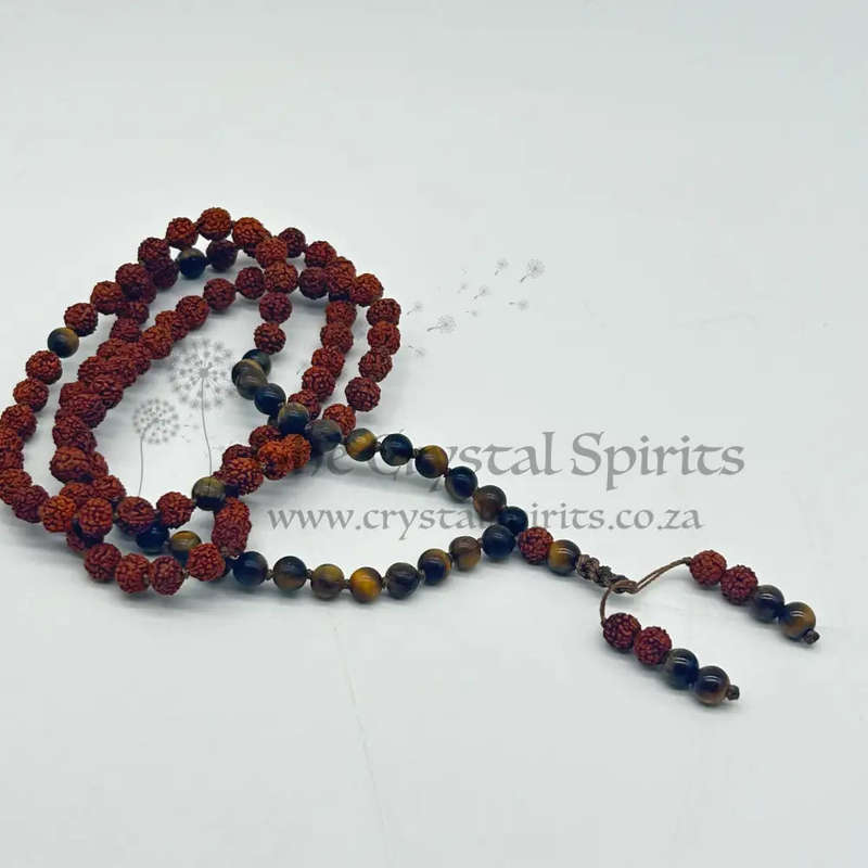 Rudraksha And Tigers Eye Mala