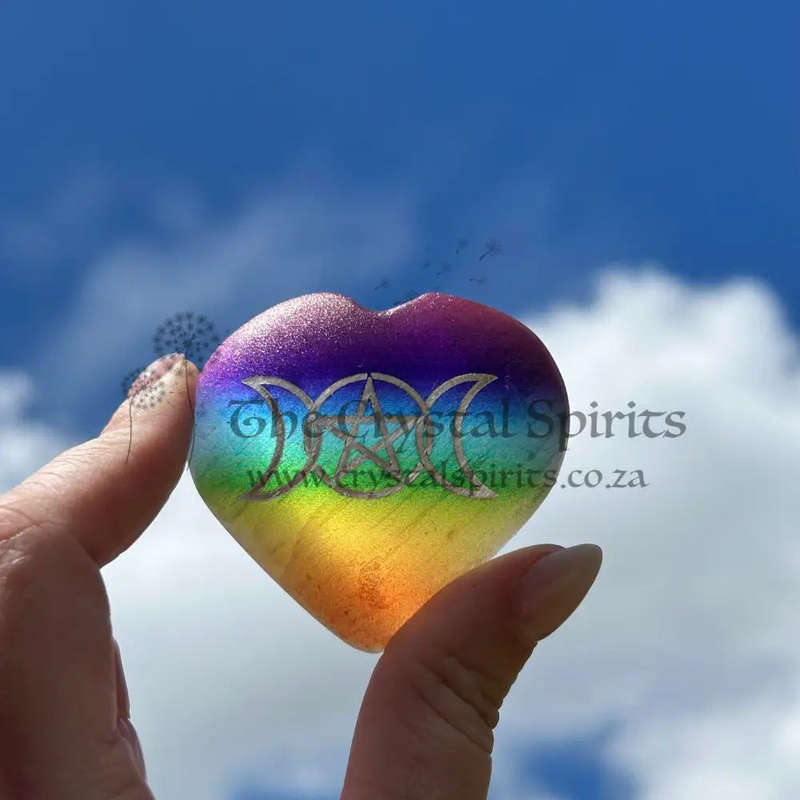Selenite Wiccan Rainbow Palm Piece