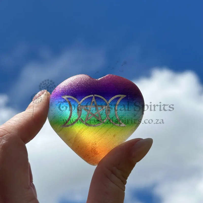Selenite Wiccan Rainbow Palm Piece