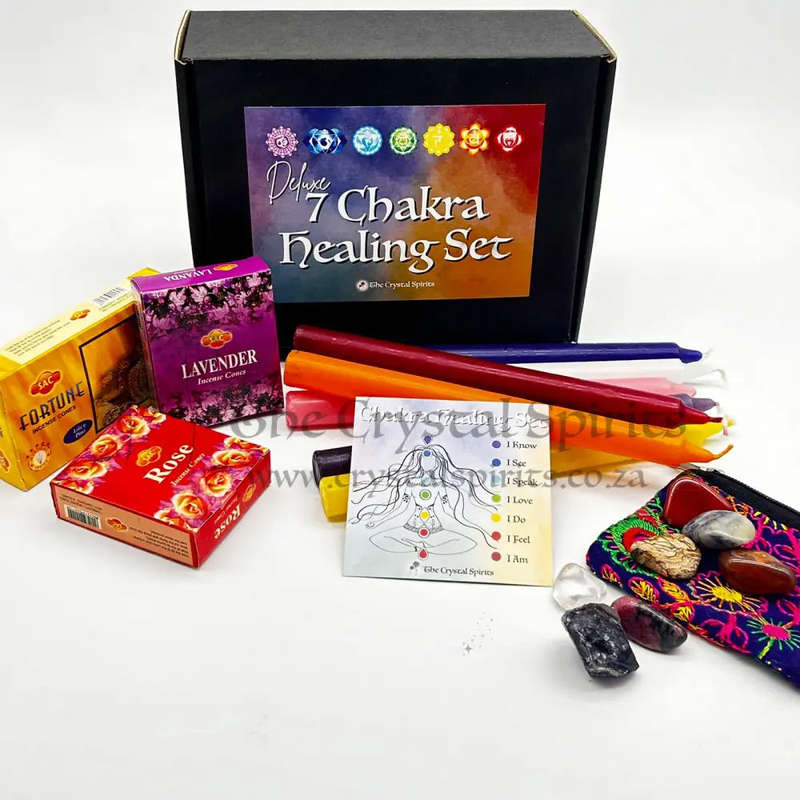 Seven Chakra Crystal Set for Career, Intuitive Decision Making, Success, Self Empowerment