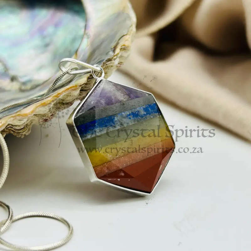 Seven Layered Crystal Hexagon Pendant