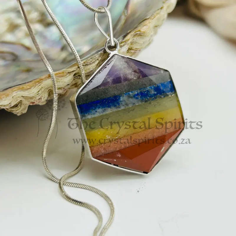 Seven Layered Crystal Hexagon Pendant
