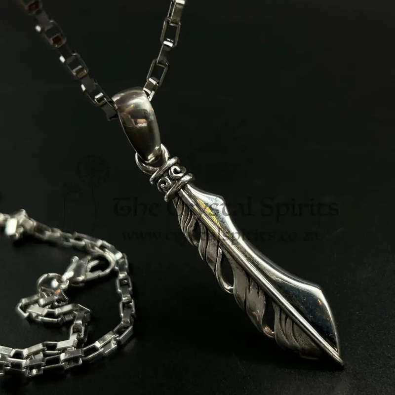 Sionyx Feather And Knife For Synchronicity And Balance Sterling Silver Pendant