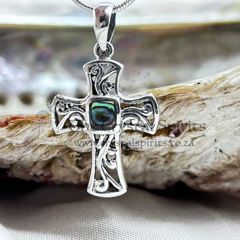 Small Cross With Mother of Pearl Sterling Silver Pendant