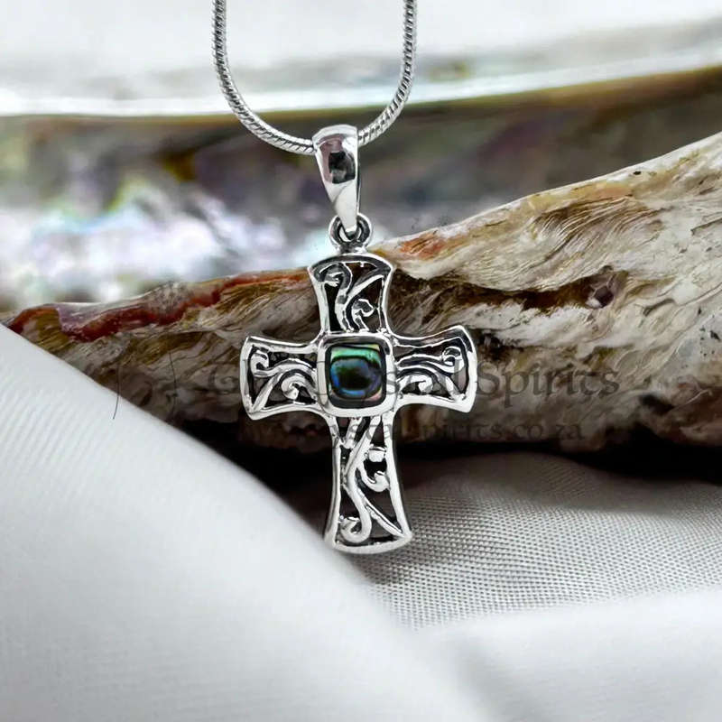 Small Cross With Mother of Pearl Sterling Silver Pendant