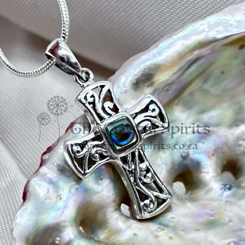 Small Cross With Mother of Pearl Sterling Silver Pendant