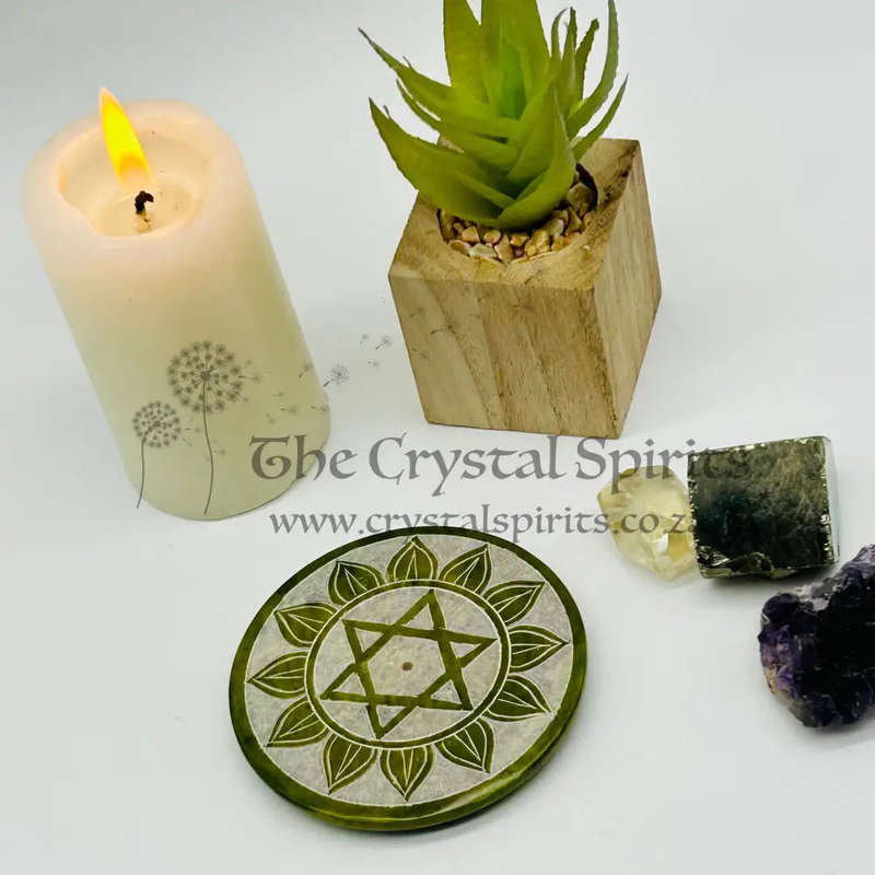 Small Green Heart Chakra Soapstone Incense Holder