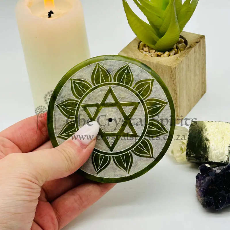 Small Green Heart Chakra Soapstone Incense Holder