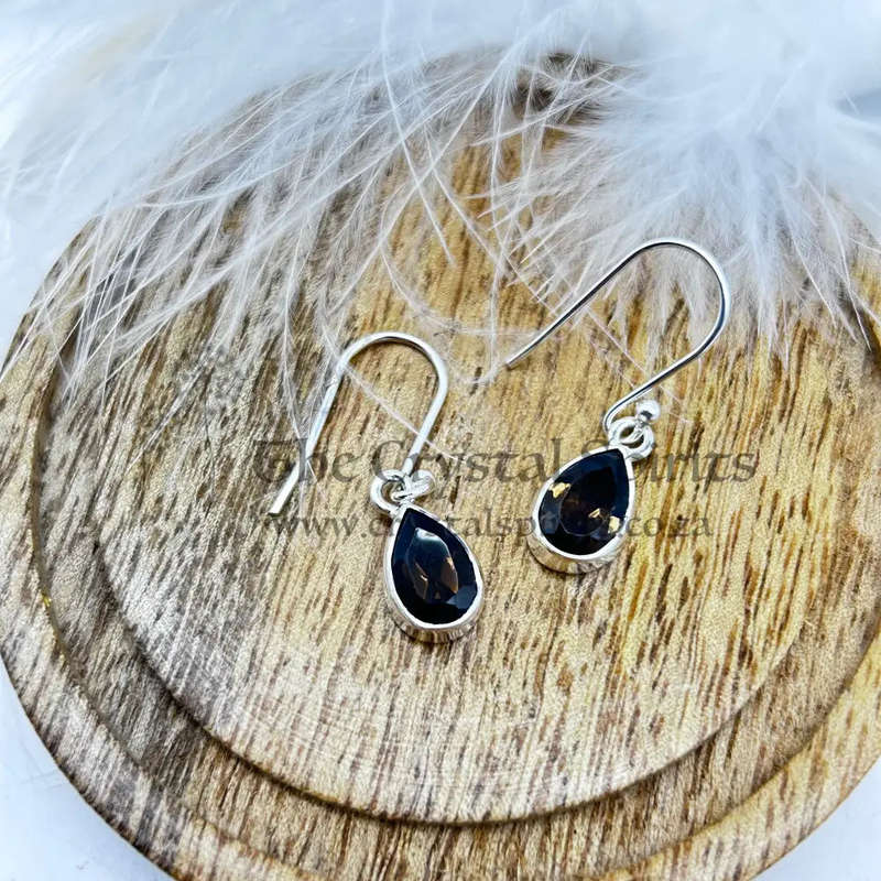 Smoky Quartz Sterling Silver Crystal Earrings