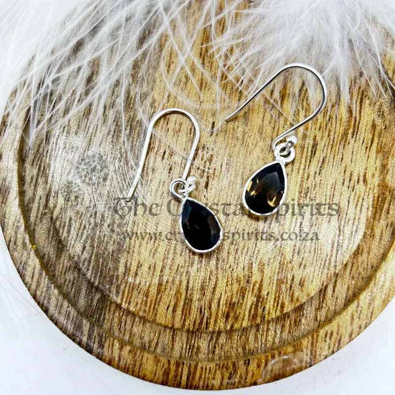 Smoky Quartz Sterling Silver Crystal Earrings