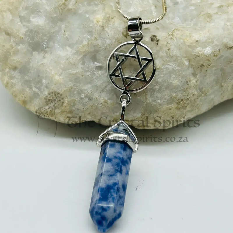Sodalite Crystal Pendant with Star Of David