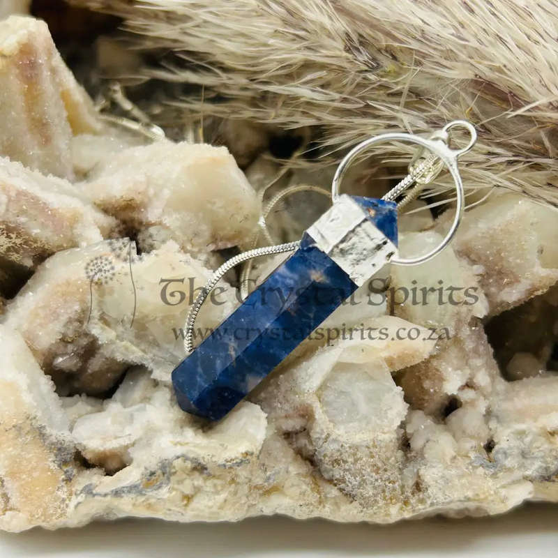 Sodalite with Garnet Cabochon DT Crystal Pendant