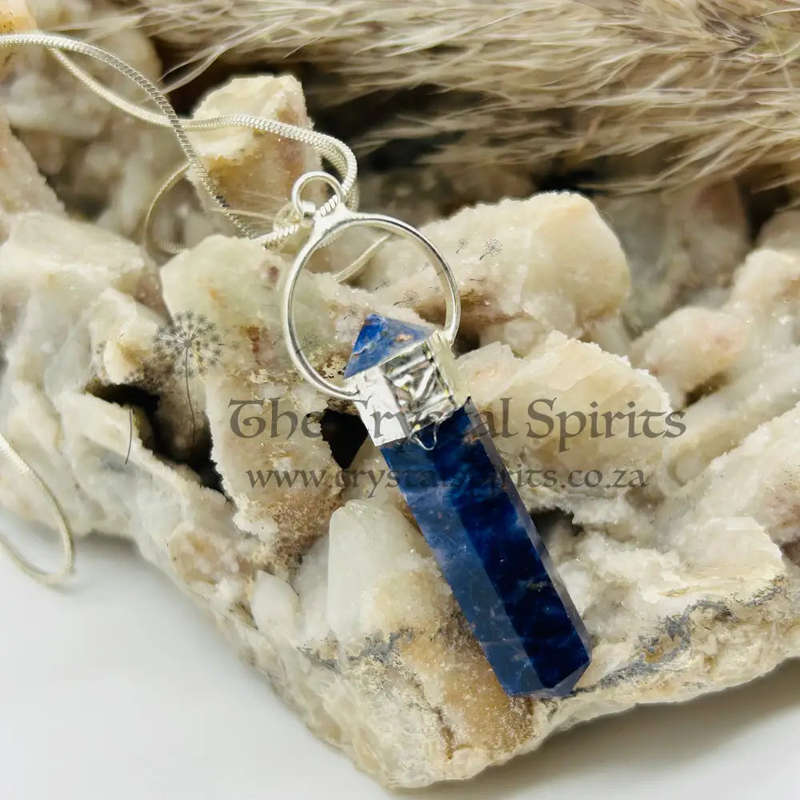 Sodalite with Garnet Cabochon DT Crystal Pendant