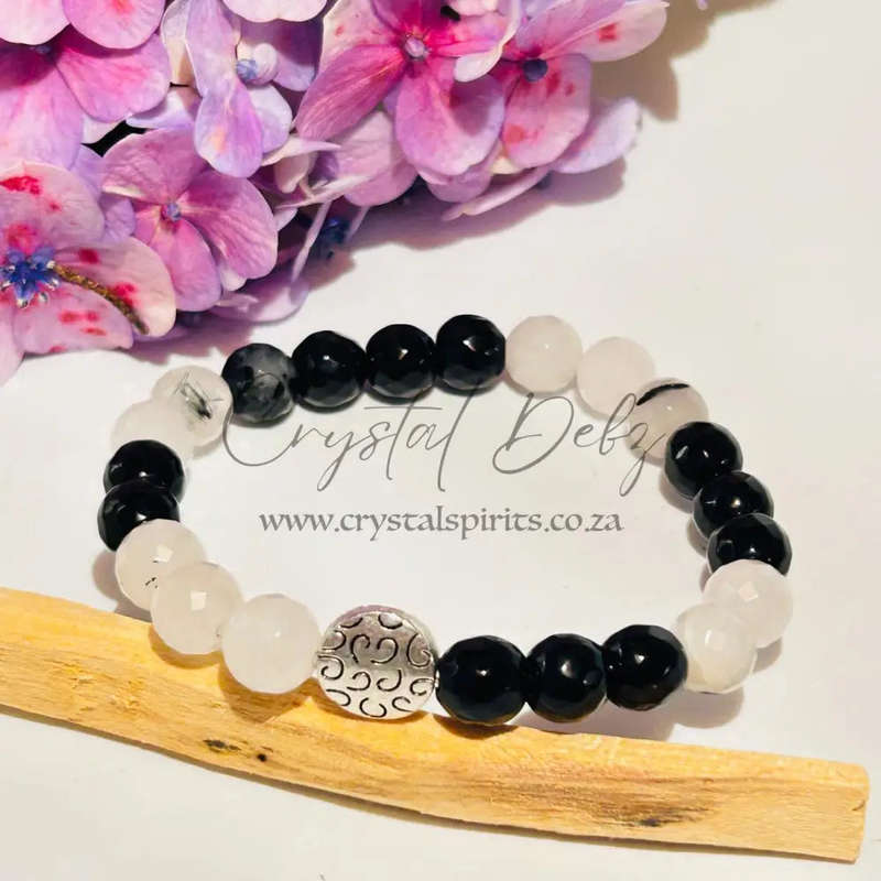 Spinel & Rutile quartz Crystal Bracelet Faceted